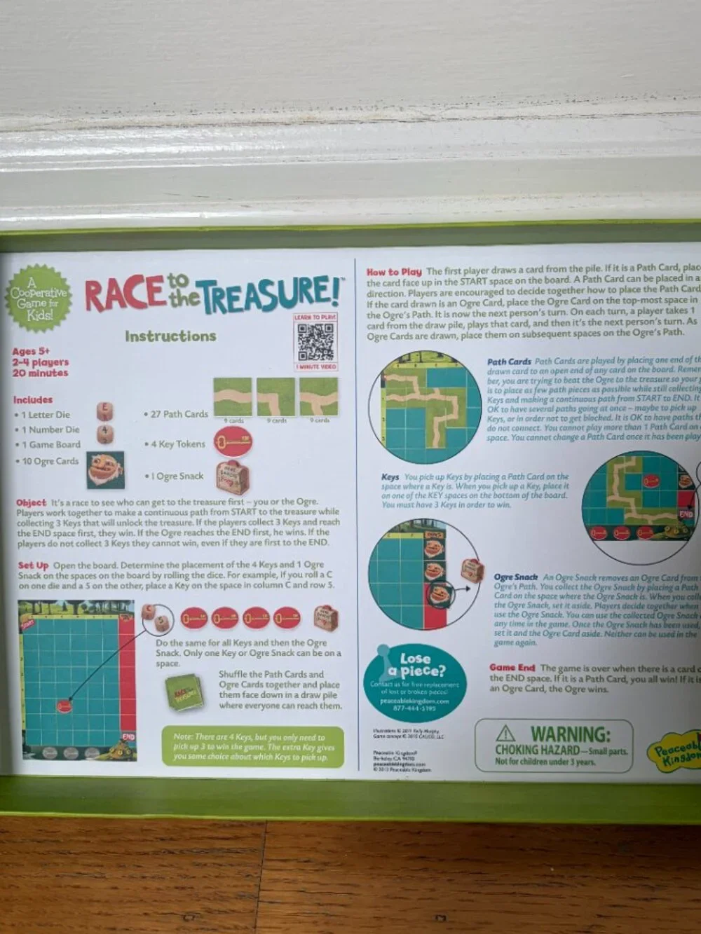 Race to the Treasure Cooperative Board Game Award Winning Ages 5+